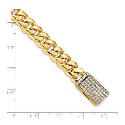 14K Yellow Gold 8.7mm Diamond-Clasp Miami Link Chain Bracelet – view 3