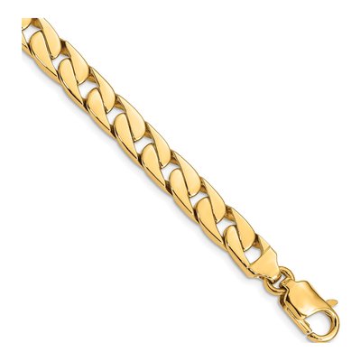 14K Yellow Gold 8mm Half Round Curb Chain Bracelet