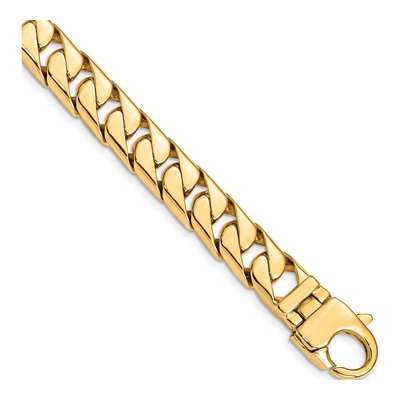 14K Yellow Gold 10.2mm Half Round Curb Chain Bracelet