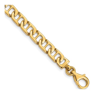 14K Yellow Gold 6.5mm Fancy Anchor Chain Bracelet