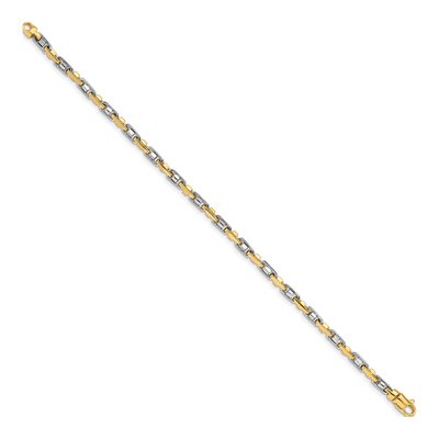 14K Two-Tone Gold 3.5mm Fancy Link Chain Bracelet – view 2