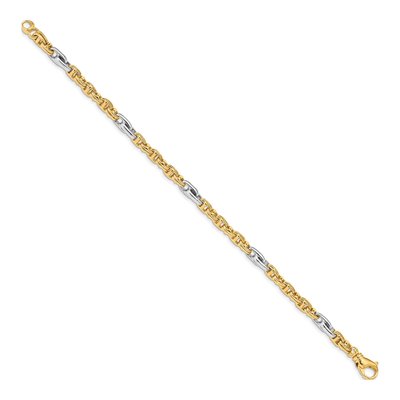 14K Two-Tone Gold 5.38mm Fancy Link Chain Bracelet – view 2