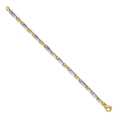 14K Two-Tone Gold 5mm Fancy Link Chain Bracelet – view 2