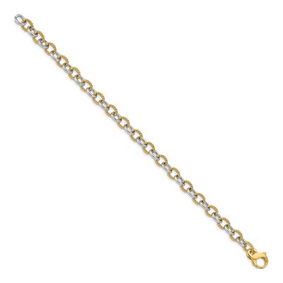 14K Two-Tone Gold 6.5mm Fancy Link Chain Bracelet – view 2
