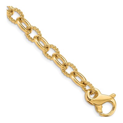 14K Yellow Gold 7.8mm Fancy Link Chain Bracelet