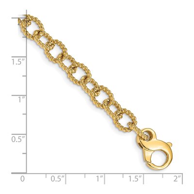 14K Yellow Gold 6.5mm Rope Fancy Link Chain Bracelet – view 2