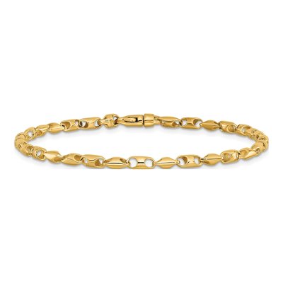 14K Yellow Gold 3.1mm Fancy Link Chain Bracelet – view 3
