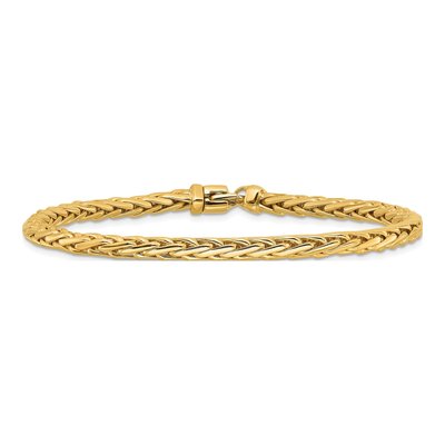 14K Yellow Gold 4.4mm Woven Wheat Open Link Chain Bracelet – view 3