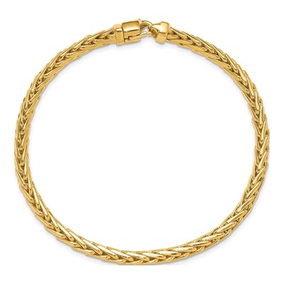 14K Yellow Gold 4.4mm Woven Wheat Open Link Chain Bracelet – view 4