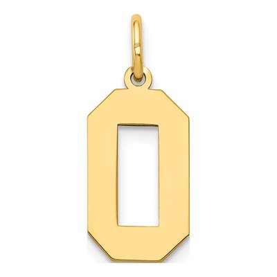 14K Yellow Gold Number 0 Charm