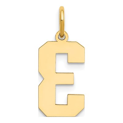 14K Yellow Gold Number 3 Charm – view 4