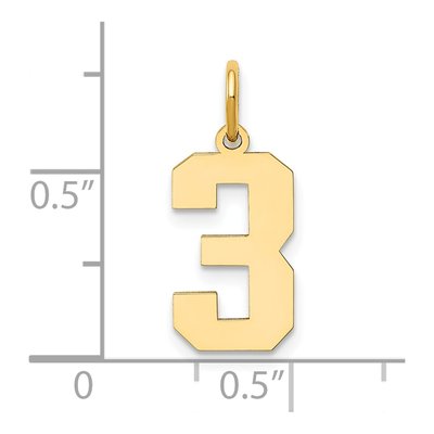 14K Yellow Gold Number 3 Charm – view 5