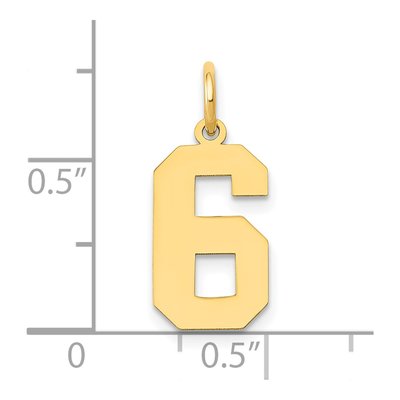 14K Yellow Gold Number 6 Charm – view 5