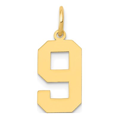 14K Yellow Gold Number 9 Pendant