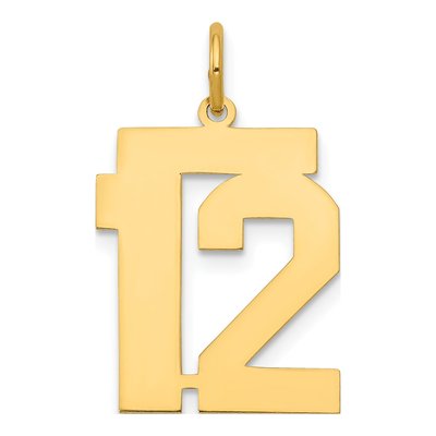 14K Yellow Gold Number 12 Charm