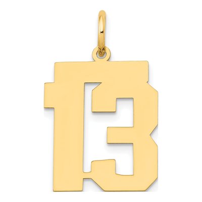 14K Yellow Gold Number 13 Charm