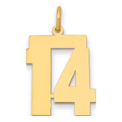 14K Yellow Gold Number 14 Pendant