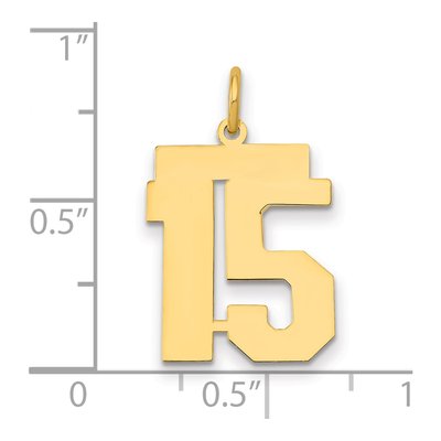 14K Yellow Gold Number 15 Charm – view 2
