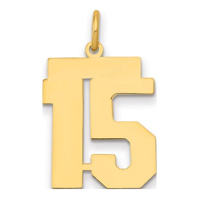 14K Yellow Gold Number 15 Charm