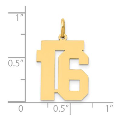 14K Yellow Gold Number 16 Pendant – view 4