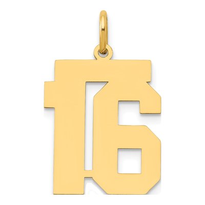 14K Yellow Gold Number 16 Pendant