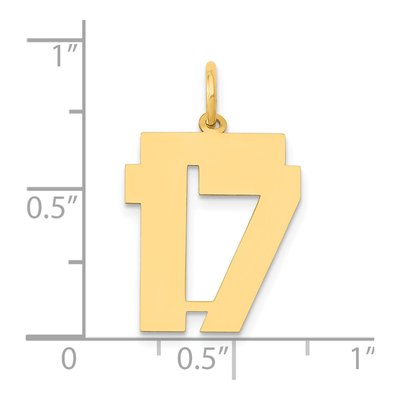 14K Yellow Gold Number 17 Charm – view 5