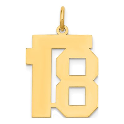 14K Yellow Gold Number 18 Charm