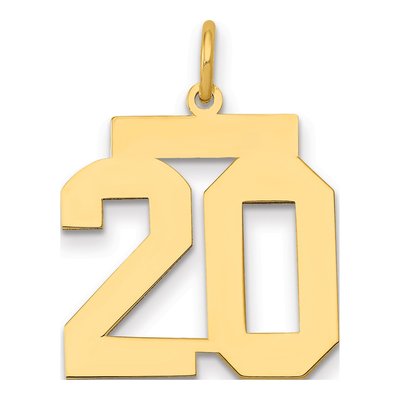 14K Yellow Gold Number 20 Charm