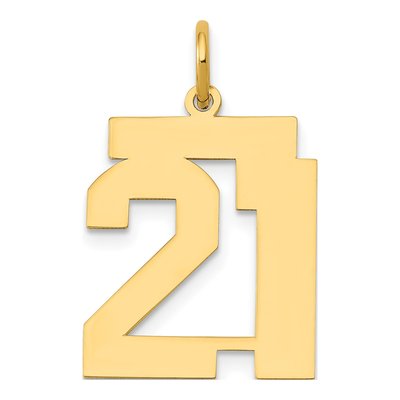 14K Yellow Gold Number 21 Charm