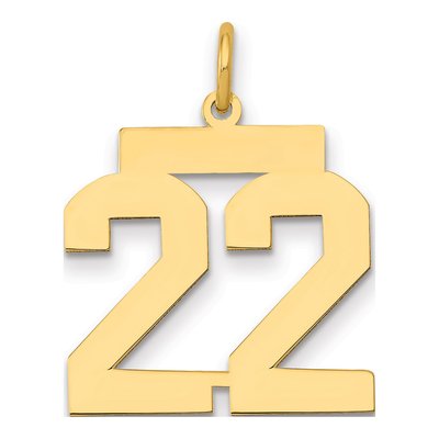 14K Yellow Gold Number 22 Pendant
