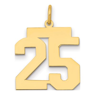 14K Yellow Gold Number 25 Pendant