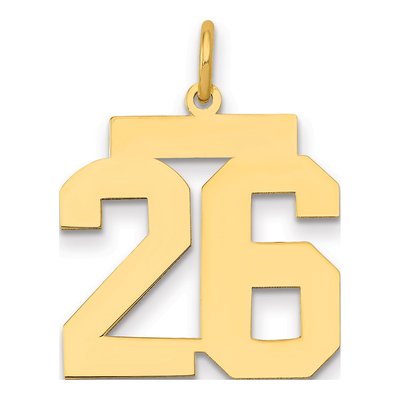 14K Yellow Gold Number 26 Charm