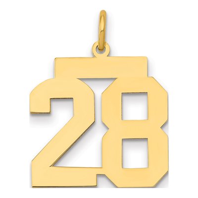 14K Yellow Gold Number 28 Pendant