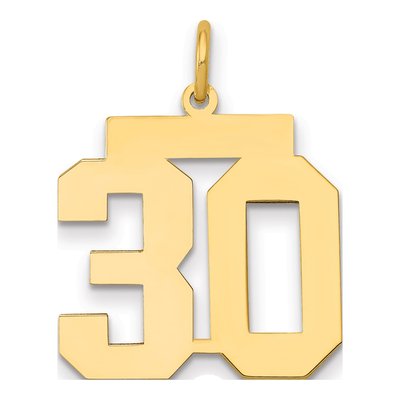 14K Yellow Gold Number 30 Pendant
