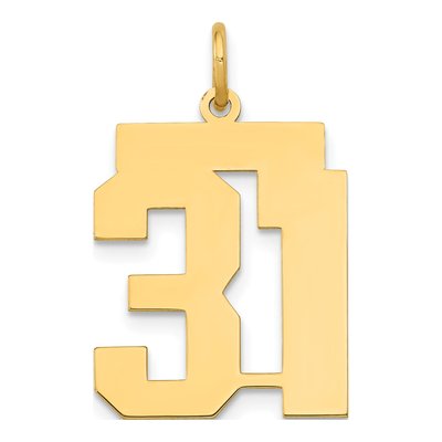 14K Yellow Gold Number 31 Charm