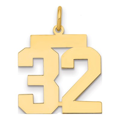 14K Yellow Gold Number 32 Charm