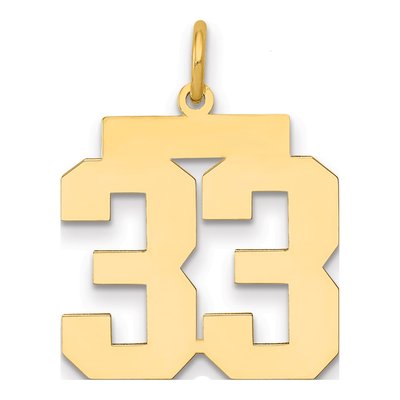 14K Yellow Gold Number 33 Pendant