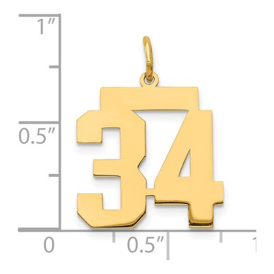 14K Yellow Gold Number 34 Charm – view 4