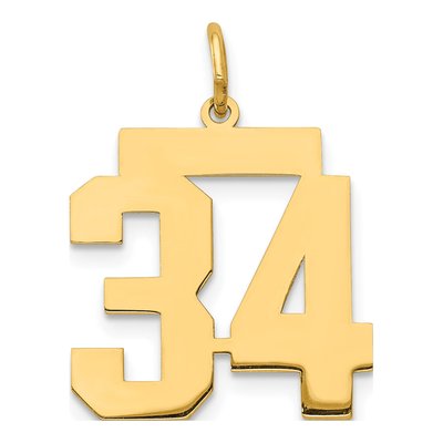 14K Yellow Gold Number 34 Charm