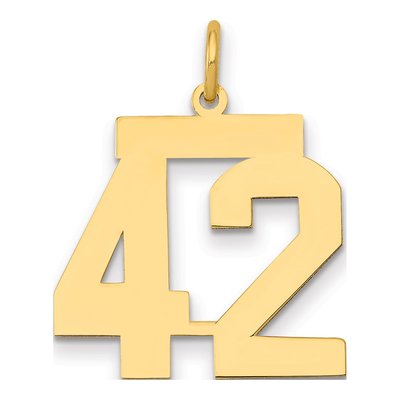 14K Yellow Gold Number 42 Charm