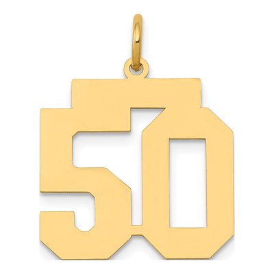 14K Yellow Gold Number 50 Charm