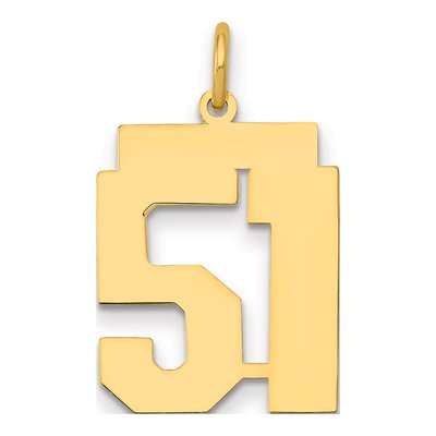 14K Yellow Gold Number 51 Charm