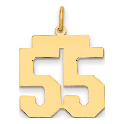 14K Yellow Gold Number 55 Charm