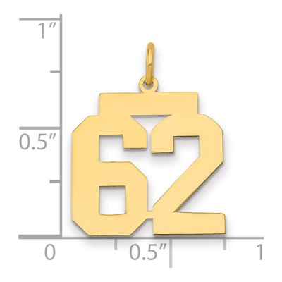 14K Yellow Gold Number 62 Charm – view 2