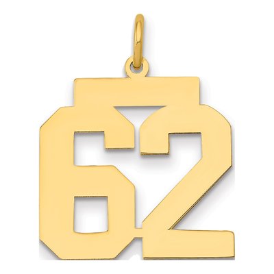 14K Yellow Gold Number 62 Charm