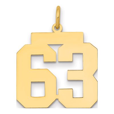 14K Yellow Gold Number 63 Charm