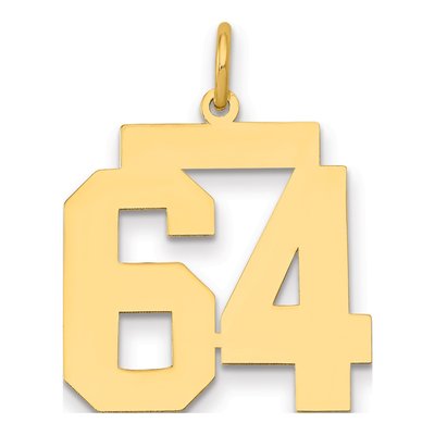 14K Yellow Gold Number 64 Charm