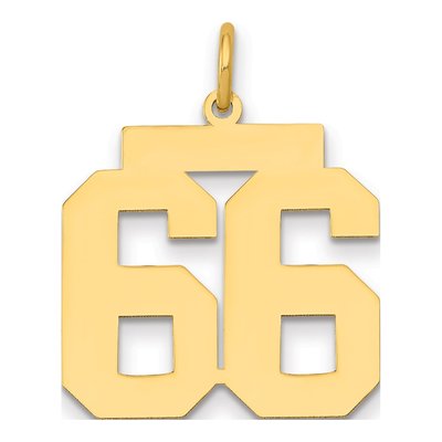 14K Yellow Gold Number 66 Charm