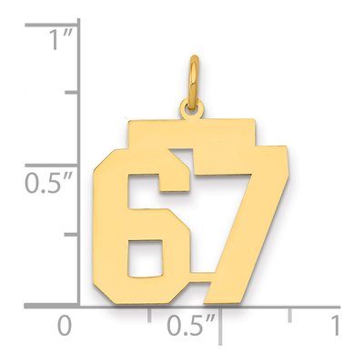 14K Yellow Gold Number 67 Charm – view 2