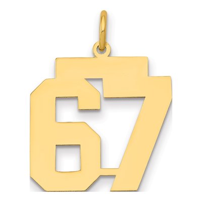 14K Yellow Gold Number 67 Charm
